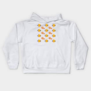 Yellow, blue and orange fish pattern Kids Hoodie